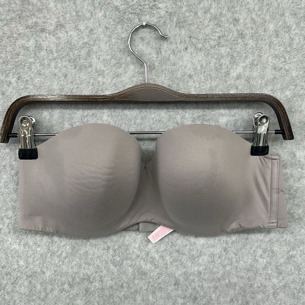 Victoria's Secret Women’s  36D Body By Victoria Lined Strapless Gray Bra